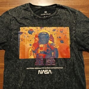 NASA HYPER SPACE T-SHIRT - Small // Trippy Design astronaut marble black